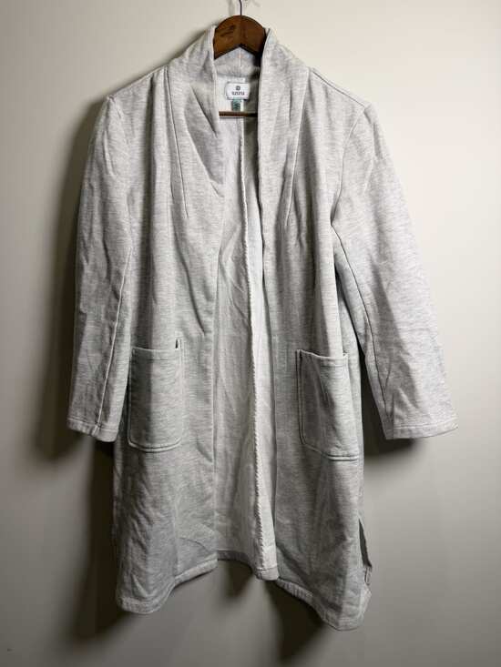 Susina Jackets & Blazers - Susina Gray Heathered Long Open-Front Cardigan Duster Size S